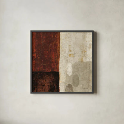 Cayenne Square III by Michael Mullan. Shown in a sleek black glass frame for a contemporary gallery look. Available as an archival giclee rolled canvas, fine art paper, or poster print. SKU 50418a.