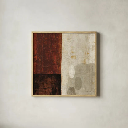 Cayenne Square III by Michael Mullan. Shown in a natural wood glass frame for a timeless modern aesthetic. Available as an archival giclee rolled canvas, fine art paper, or poster print. SKU 50418a.