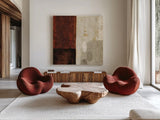 Cayenne Square III by Michael Mullan. Shown as extra-large giant wall art in a modern living room. Available as an archival giclee rolled canvas, fine art paper, or poster print. SKU 50418a.