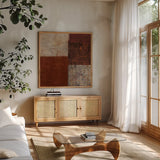 Cayenne Square IV by Michael Mullan. Shown in a natural wood frame in a cozy modern living room. Available as an archival giclee rolled canvas, fine art paper, or poster print. SKU 50419a.