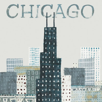 Chicago Landmarks I by Michael Mullan. SKU 82574a. Archival Giclee Fine art print for wall decor.