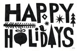 Christmas Whimsy Happy Holidays Black by Michael Mullan. SKU 79981i. Archival Giclee Fine art print for wall decor.