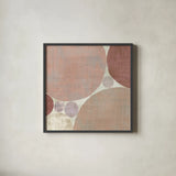 Circulation I v2 Blush by Michael Mullan. Shown in a sleek black glass frame for a contemporary gallery look. Available as an archival giclee rolled canvas, fine art paper, or poster print. SKU 42725a.