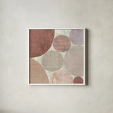 Circulation II v2 Blush by Michael Mullan. Shown in a crisp white glass frame for a clean and minimalist style. Available as an archival giclee rolled canvas, fine art paper, or poster print. SKU 42726a.