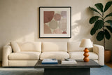 Circulation II v2 Blush by Michael Mullan. Displayed in a glass frame with matte in a clean modern living room. Available as an archival giclee rolled canvas, fine art paper, or poster print. SKU 42726a.