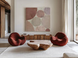 Circulation II v2 Blush by Michael Mullan. Shown as extra-large giant wall art in a modern living room. Available as an archival giclee rolled canvas, fine art paper, or poster print. SKU 42726a.