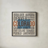 Colorado by Michael Mullan. Shown in a sleek black glass frame for a contemporary gallery look. Available as an archival giclee rolled canvas, fine art paper, or poster print. SKU 18077a.