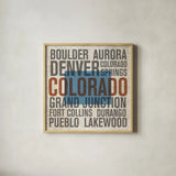 Colorado by Michael Mullan. Shown in a natural wood glass frame for a timeless modern aesthetic. Available as an archival giclee rolled canvas, fine art paper, or poster print. SKU 18077a.