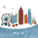 Colorful Atlanta by Michael Mullan. SKU 101637a. Archival Giclee Fine art print for wall decor.
