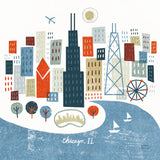 Colorful Chicago by Michael Mullan. SKU 50478a. Archival Giclee Fine art print for wall decor.