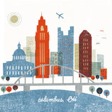 Colorful Columbus by Michael Mullan. SKU 102875a. Archival Giclee Fine art print for wall decor.