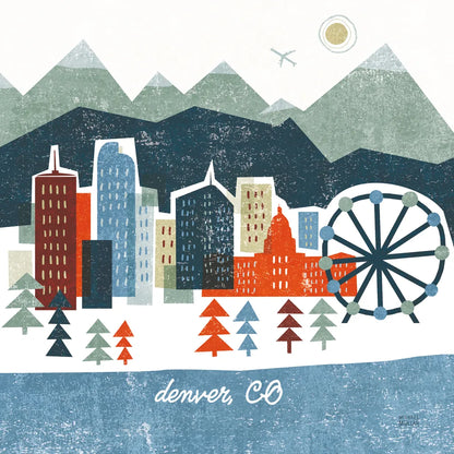 Colorful Denver by Michael Mullan. SKU 102042a. Archival Giclee Fine art print for wall decor.