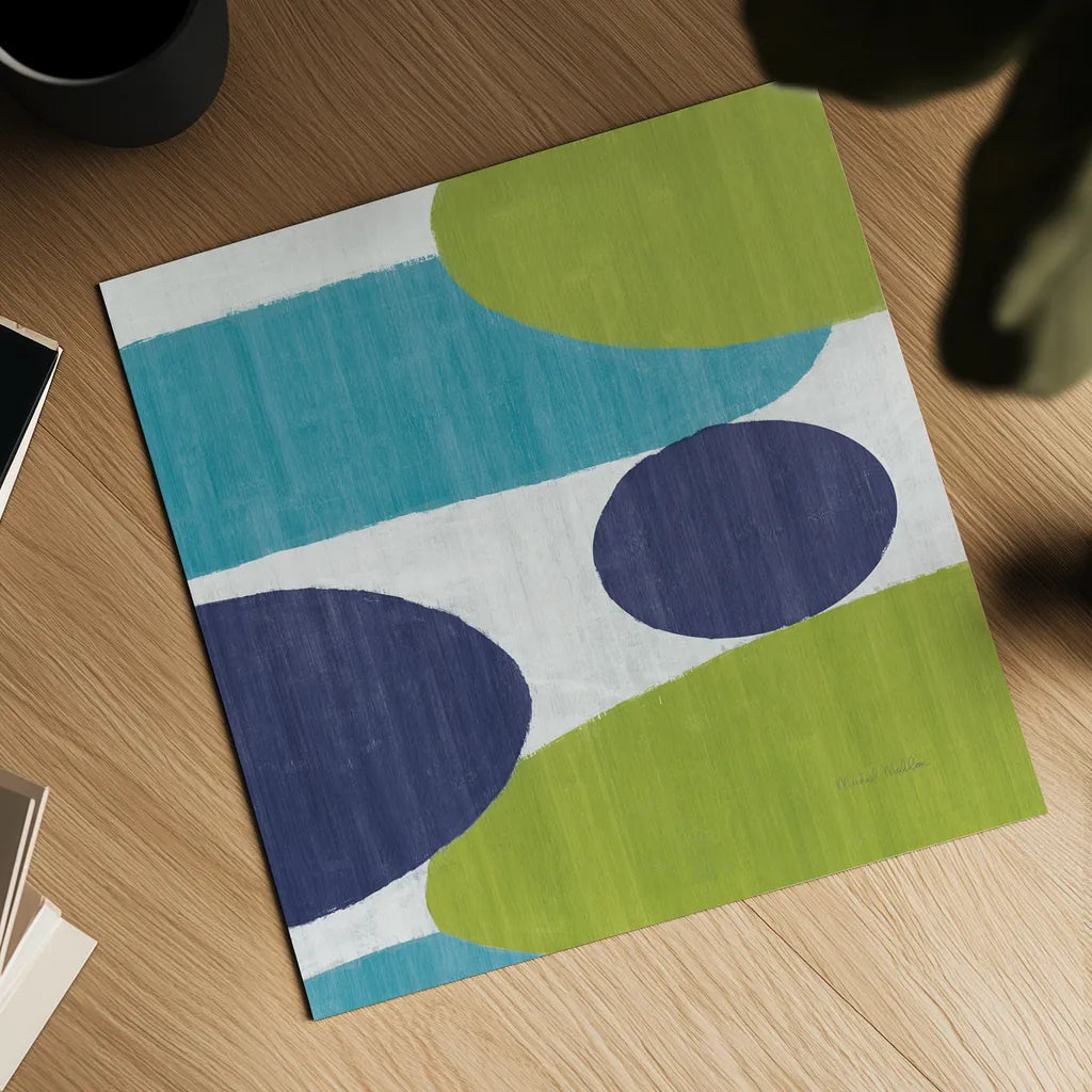 Costa Del Sol I Blue Green by Michael Mullan. Shown as a detailed flat fine art print, highlighting archival giclee quality. Available as an archival giclee rolled canvas, fine art paper, or poster print. SKU 72266a.