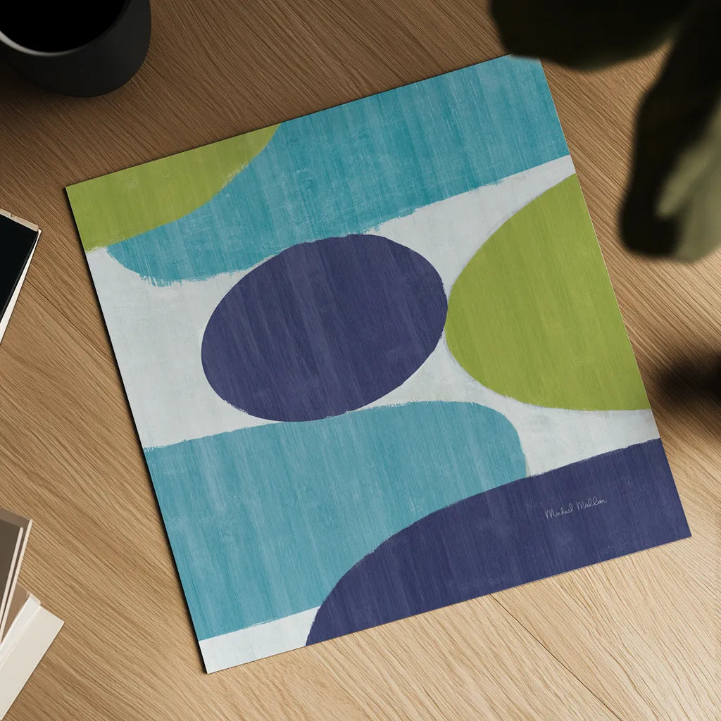 Costa Del Sol II Blue Green by Michael Mullan. Shown as a detailed flat fine art print, highlighting archival giclee quality. Available as an archival giclee rolled canvas, fine art paper, or poster print. SKU 72267a.