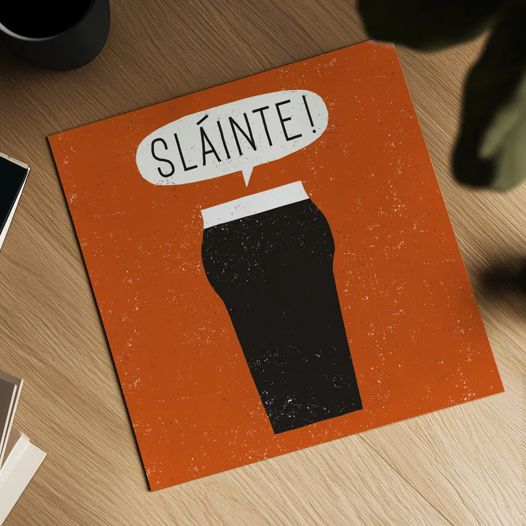 Craft Beer Slainte by Michael Mullan. Shown as a detailed flat fine art print, highlighting archival giclee quality. Available as an archival giclee rolled canvas, fine art paper, or poster print. SKU 20356a.