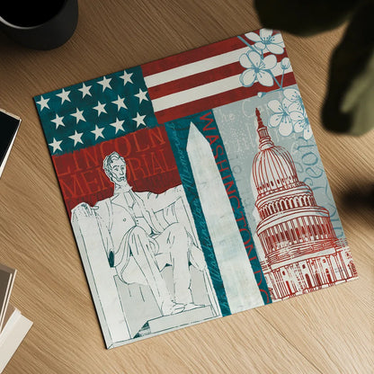 DC Monuments II by Michael Mullan. Shown as a detailed flat fine art print, highlighting archival giclee quality. Available as an archival giclee rolled canvas, fine art paper, or poster print. SKU 50701a.