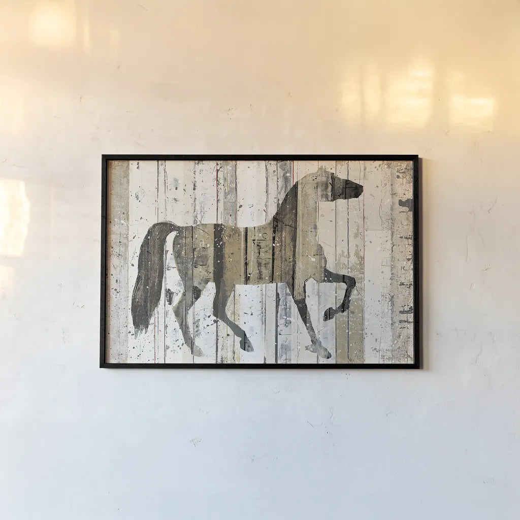 Dark Horse by Michael Mullan. shown as a paper print in a black flame. Available as a archival giclee rolled canvas, fine art paper, or poster print. SKU 13372i.