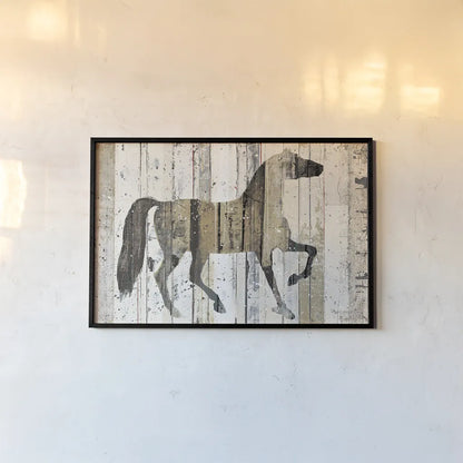Dark Horse by Michael Mullan. shown as a paper print in a black flame. Available as a archival giclee rolled canvas, fine art paper, or poster print. SKU 13372i.