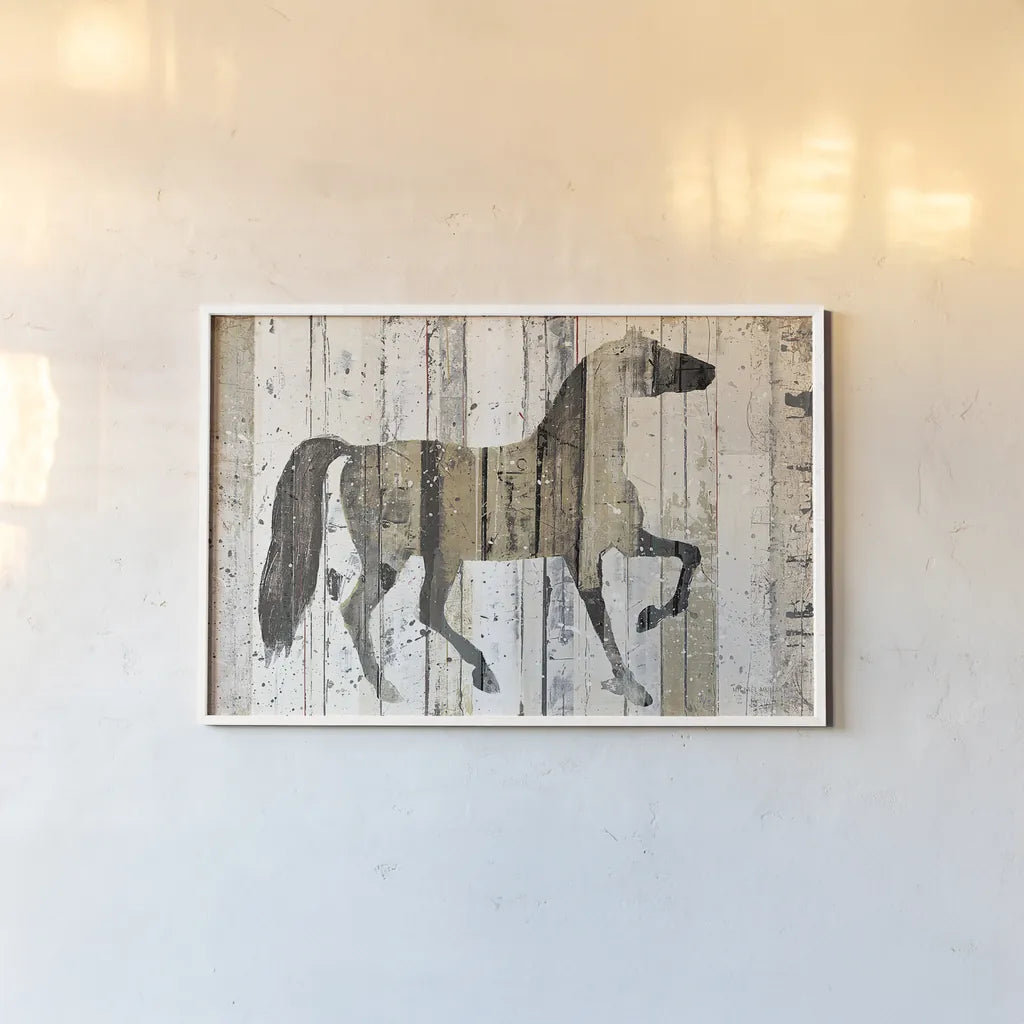 Dark Horse by Michael Mullan. shown as a paper print in a white frame. Available as a archival giclee rolled canvas, fine art paper, or poster print. SKU 13372i.