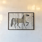 Dark Horse Filigree by Michael Mullan. shown as a paper print in a black flame. Available as a archival giclee rolled canvas, fine art paper, or poster print. SKU 51280i.