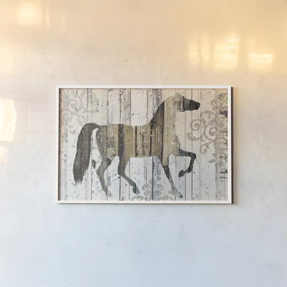 Dark Horse Filigree by Michael Mullan. shown as a paper print in a white frame. Available as a archival giclee rolled canvas, fine art paper, or poster print. SKU 51280i.