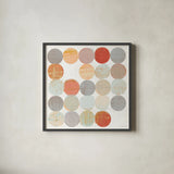 Dots II Square I by Michael Mullan. Shown in a sleek black glass frame for a contemporary gallery look. Available as an archival giclee rolled canvas, fine art paper, or poster print. SKU 26907a.