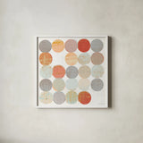 Dots II Square I by Michael Mullan. Shown in a crisp white glass frame for a clean and minimalist style. Available as an archival giclee rolled canvas, fine art paper, or poster print. SKU 26907a.