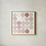 Dots II Square II Blush by Michael Mullan. Shown in a natural wood glass frame for a timeless modern aesthetic. Available as an archival giclee rolled canvas, fine art paper, or poster print. SKU 42740a.
