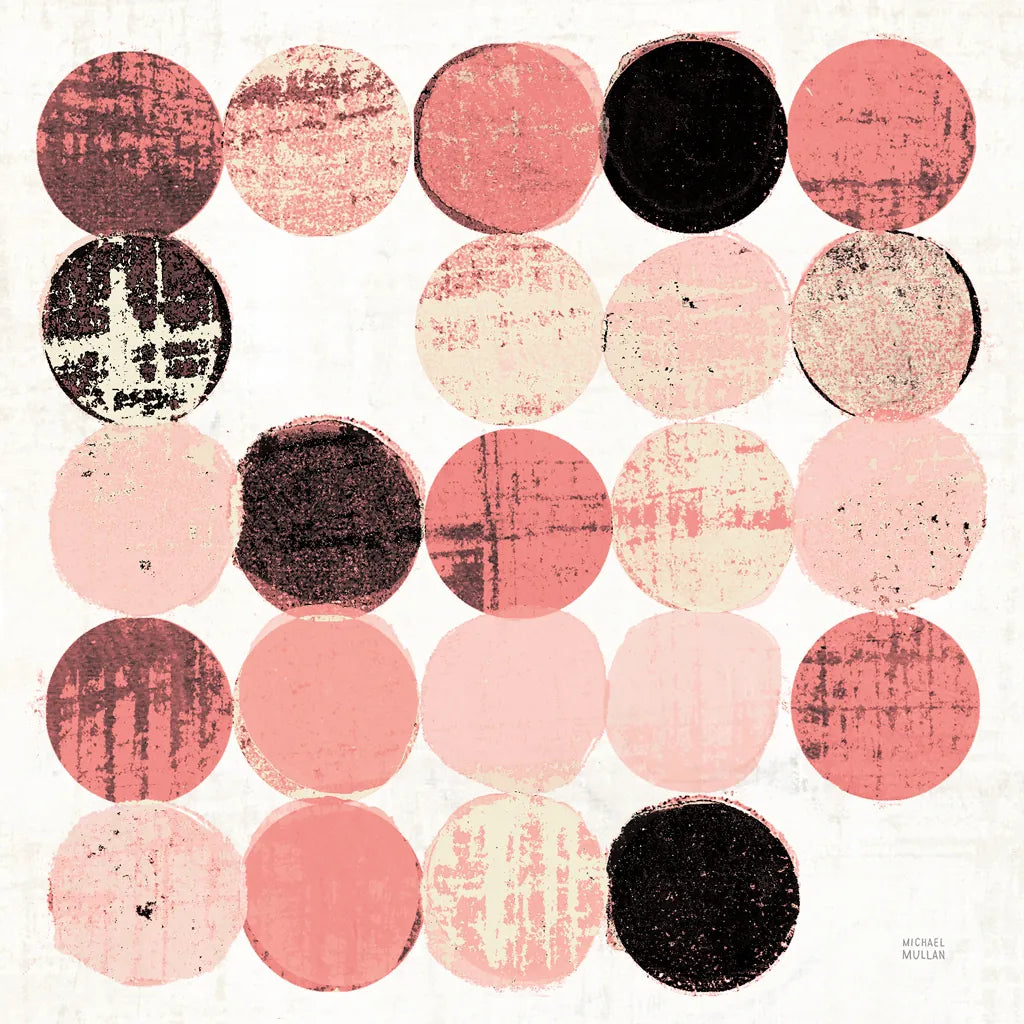 Dots II Square II Pink Black by Michael Mullan. SKU 53753a. Archival Giclee Fine art print for wall decor.