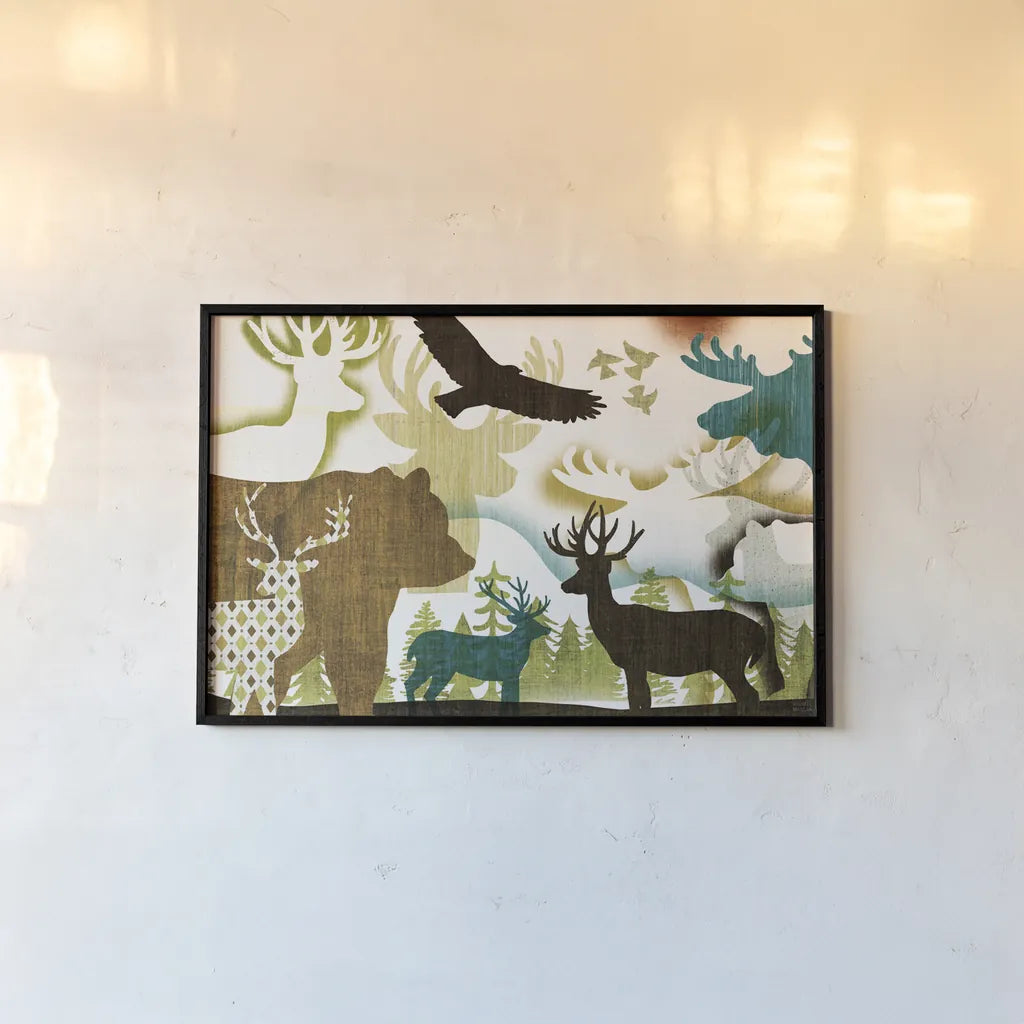 Dweller Collage I by Michael Mullan. shown as a paper print in a black flame. Available as a archival giclee rolled canvas, fine art paper, or poster print. SKU 41706i.