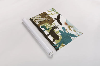 Dweller Collage II by Michael Mullan. shown as a rolled paper print. Available as archival giclee rolled canvas, fine art paper, or poster print. SKU 41707i.