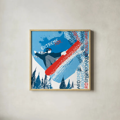 Extreme Air I by Michael Mullan. Shown in a natural wood glass frame for a timeless modern aesthetic. Available as an archival giclee rolled canvas, fine art paper, or poster print. SKU 3684a.