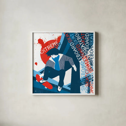 Extreme Air II by Michael Mullan. Shown in a crisp white glass frame for a clean and minimalist style. Available as an archival giclee rolled canvas, fine art paper, or poster print. SKU 3685a.