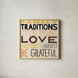 Family Traditions by Michael Mullan. Shown in a natural wood glass frame for a timeless modern aesthetic. Available as an archival giclee rolled canvas, fine art paper, or poster print. SKU 57874a.