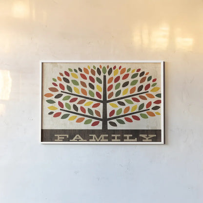 Family Tree by Michael Mullan. shown as a paper print in a white frame. Available as a archival giclee rolled canvas, fine art paper, or poster print. SKU 19998i.