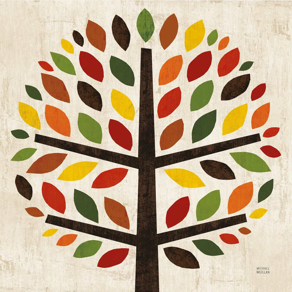 Family Tree Round by Michael Mullan. SKU 19022a. Archival Giclee Fine art print for wall decor.