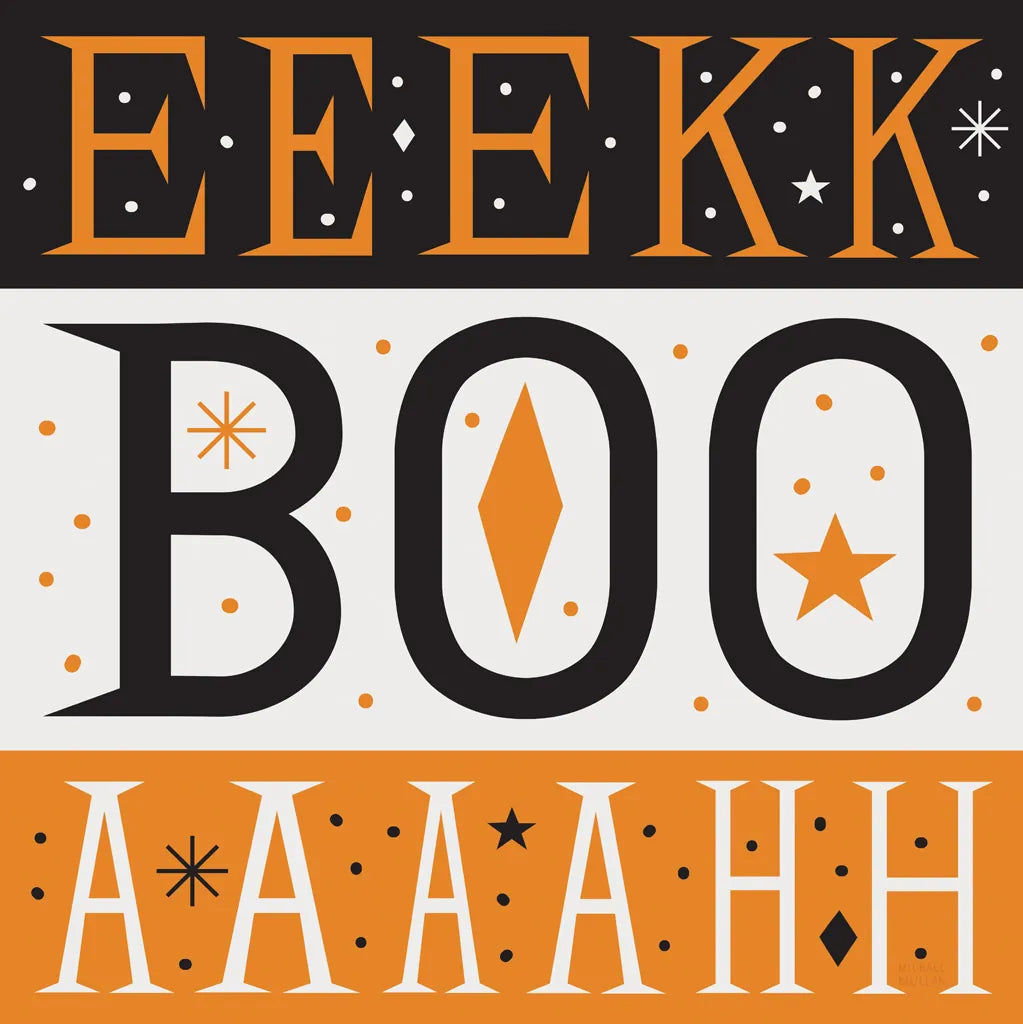 Festive Fright EEK BOO AHH by Michael Mullan. SKU 48260a. Archival Giclee Fine art print for wall decor.