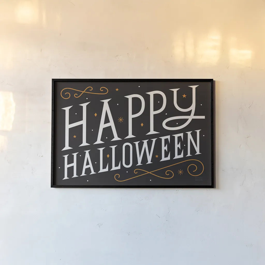 Festive Fright I by Michael Mullan. shown as a paper print in a black flame. Available as a archival giclee rolled canvas, fine art paper, or poster print. SKU 48263i.