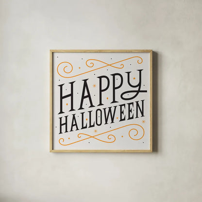 Festive Fright II by Michael Mullan. Shown in a natural wood glass frame for a timeless modern aesthetic. Available as an archival giclee rolled canvas, fine art paper, or poster print. SKU 48264a.