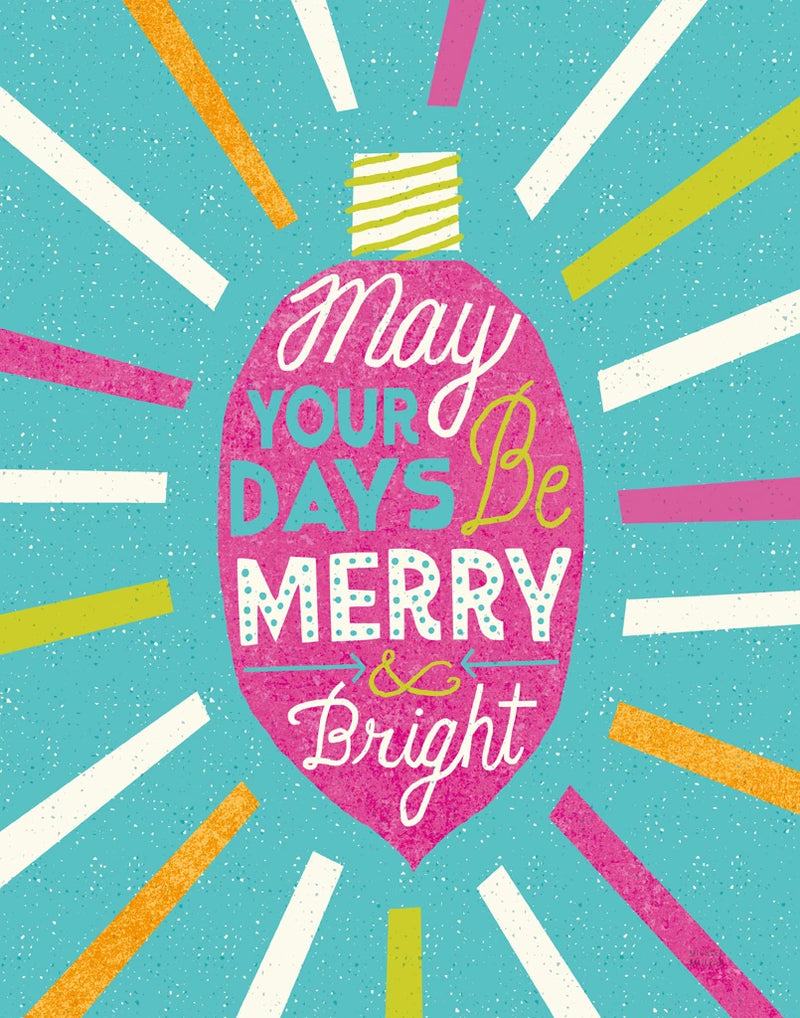 Festive Holiday Light Bulb Merry and Bright v2 by Michael Mullan