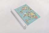 Floral World Blue by Michael Mullan. shown as a rolled paper print. Available as archival giclee rolled canvas, fine art paper, or poster print. SKU 25719i.