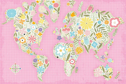 Floral World Pink by Michael Mullan. SKU 49367i. Archival Giclee Fine art print for wall decor.