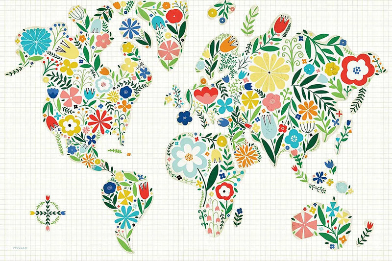 Floral World White by Michael Mullan. SKU 25721i. Archival Giclee Fine art print for wall decor.