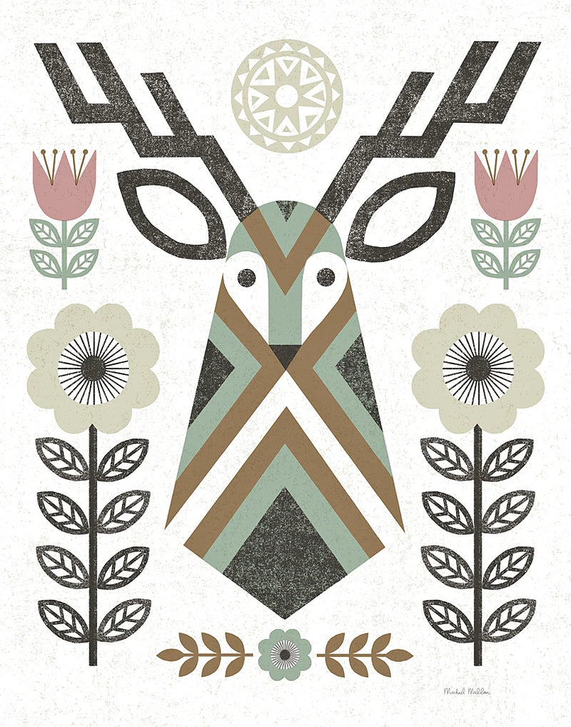 Folk Lodge Deer II Hygge by Michael Mullan
