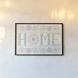 Folk Lodge Home v2 Hygge by Michael Mullan. shown as a paper print in a black flame. Available as a archival giclee rolled canvas, fine art paper, or poster print. SKU 33770i.