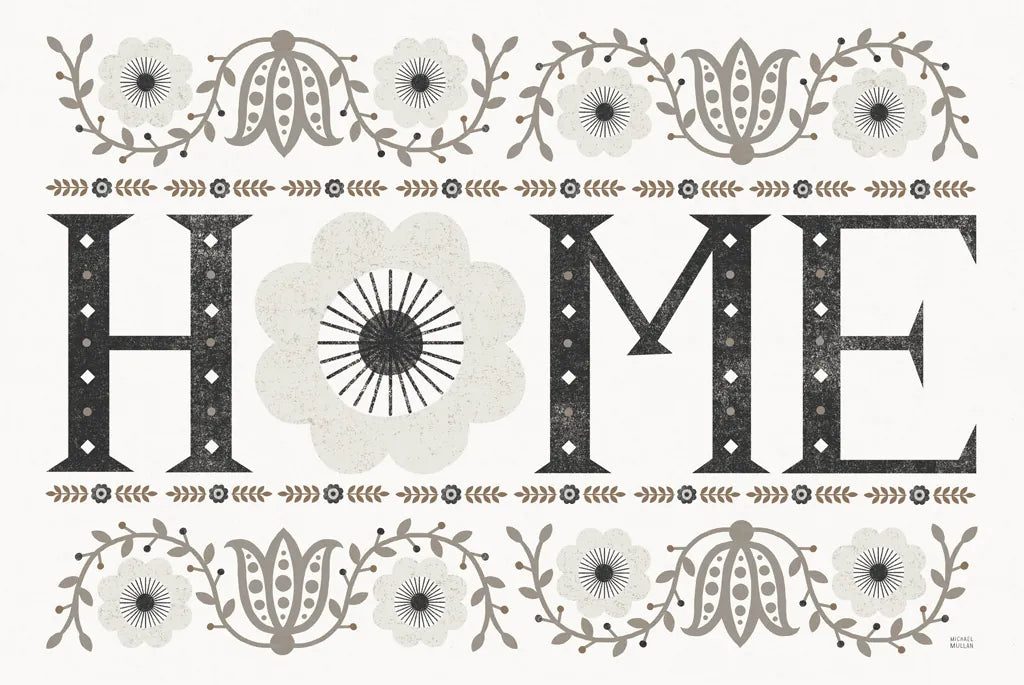 Folk Lodge Home v2 Neutral by Michael Mullan. SKU 51126i. Archival Giclee Fine art print for wall decor.