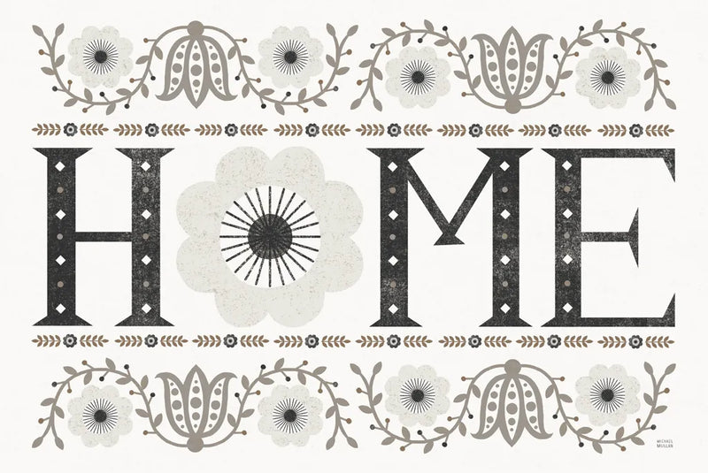 Folk Lodge Home v2 Neutral by Michael Mullan. SKU 51126i. Archival Giclee Fine art print for wall decor.