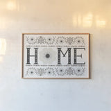 Folk Lodge Home v2 Neutral by Michael Mullan. shown as a paper print in a natural frame. Available as a archival giclee rolled canvas, fine art paper, or poster print. SKU 51126i.