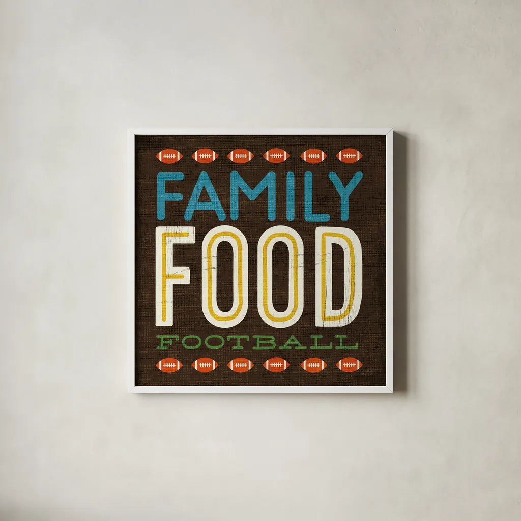 Football I by Michael Mullan. Shown in a crisp white glass frame for a clean and minimalist style. Available as an archival giclee rolled canvas, fine art paper, or poster print. SKU 17535a.