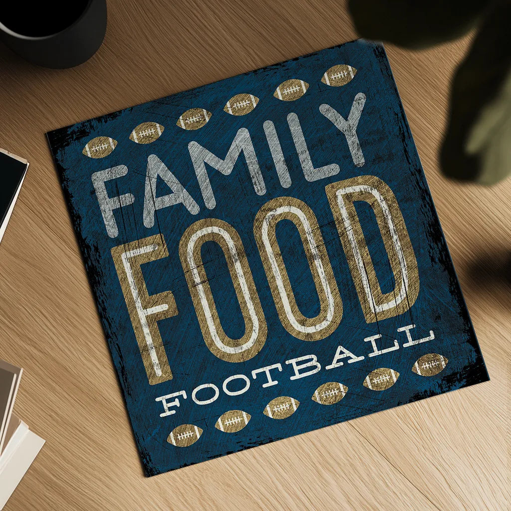 Football I Blue by Michael Mullan. Shown as a detailed flat fine art print, highlighting archival giclee quality. Available as an archival giclee rolled canvas, fine art paper, or poster print. SKU 20346a.